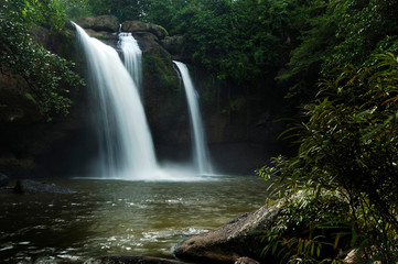 Haew Suwat Waterfall is beautiful in Khao Yai National Park Thailand.