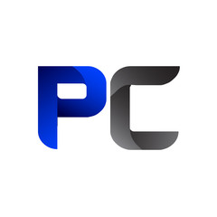 Modern Simple Initial Logo Vector Blue Grey pc
