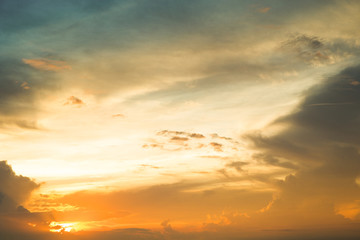 Fiery orange sunset sky.
