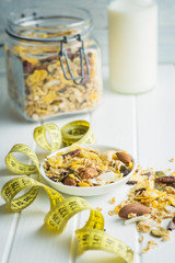 Tasty homemade muesli with nuts.