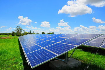 Solar cell energy plants with blue sky, Green energy, Alternative power - 161424675