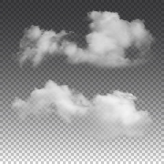 Clouds on transparent background. Vector isolated illustration.