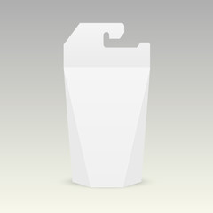 White cardboard carry box bag packaging for food, gift or other products with handle. Vector mock up template ready for your design