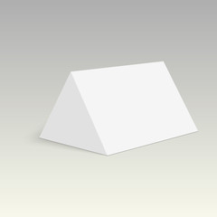 Blank cardboard triangle box bag packaging for food, gift or other products. Vector mock up template ready for your design