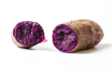 Cooked purple potato isolated