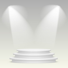 White round podium. Pedestal. Scene. Vector illustration.