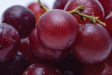 Macro red grape with stems