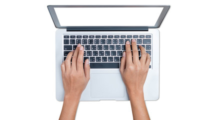 hands typing on the notebook