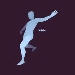 Fototapeta na wymiar Football player. Sports concept. 3D Model of Man. Human Body. Sport Symbol. Design Element. Vector Illustration.