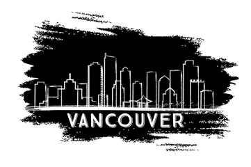 Vancouver Skyline Silhouette. Hand Drawn Sketch.