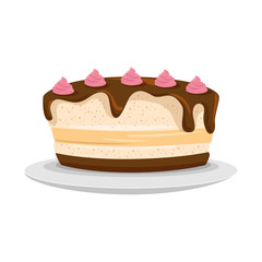 Delicious birthday cake icon vector illustration graphic design