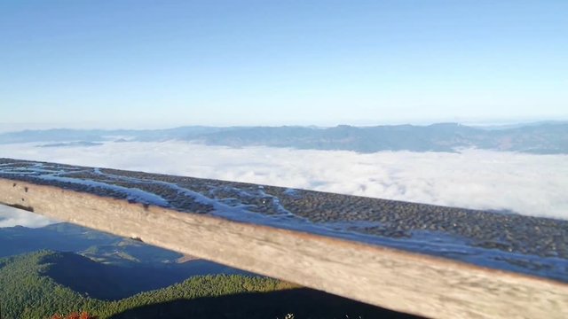 Landscape of moving mist in the mountain.View point of mountain at Kew Mae Pan Nature Trail, Doi Inthanon national park ,Chiangmai-Thailand 