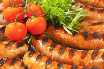 Grilled German sausages