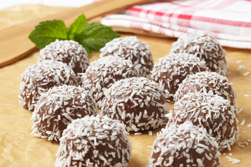 Chocolate coconut snowball cookies