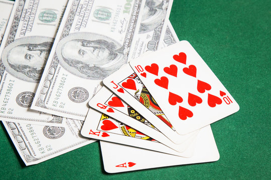 Poker table green  surface image closeup