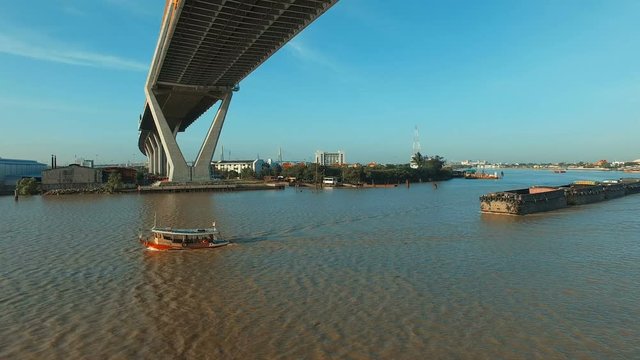 Boat Transport In Chao Praya River Bangkok Thailand Capital