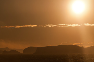 Icebergs in the evening light