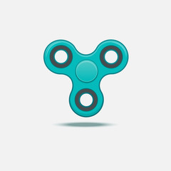 Hand fidget spinner. Turquoise color. Anti stress toy