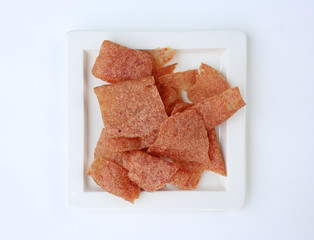 Crispy dried shredded pork, thai food.