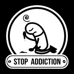 No Drugs label Campaign, Stop Addiction Cocaine, vector illustration.