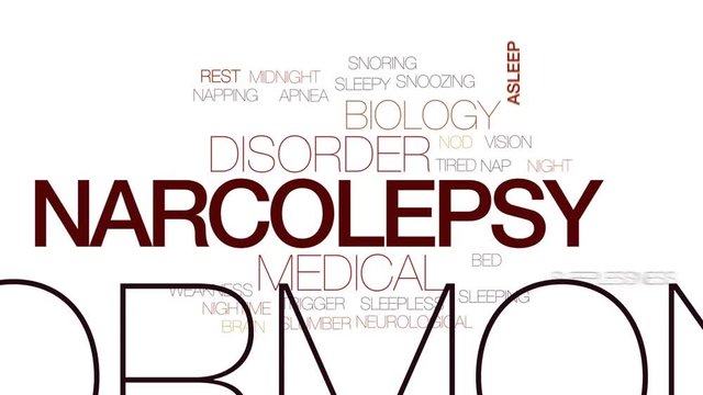 Narcolepsy animated word cloud, text design animation. Kinetic typography.