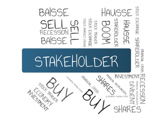 STAKEHOLDER - image with words associated with the topic STOCK EXCHANGE, word cloud, cube, letter, image, illustration
