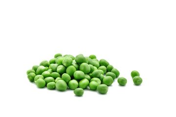 Ripe green peas on a white background. An isolated object.