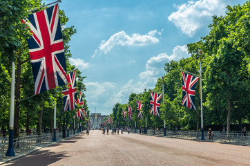 Tourists on The Mall heading towards Buckingham Palace, London