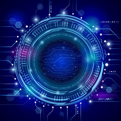 Abstract futuristic circuit board. Hi-tech digital communication concept on the blue background. Modern techno style. Vector illustration eps 10