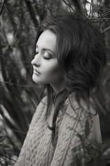 Beautiful girl in autumn Forest