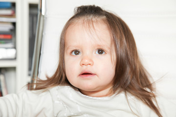 cheerful kid girl at home