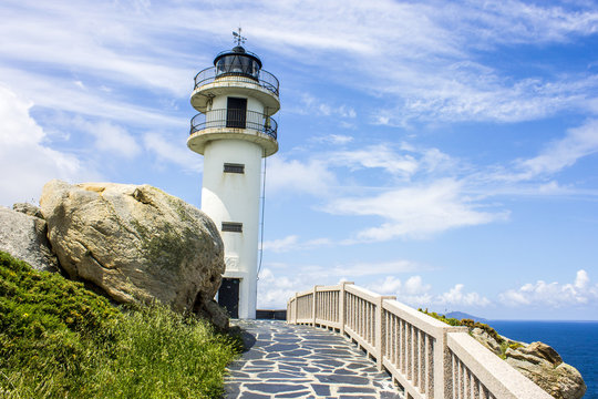 The lighthouse at Punta Roncadoira in Xove, Galicia, Spain.