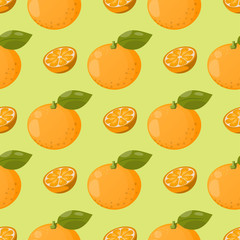 Ripe orange products fruits seamless pattern citrus slices sweet food realistic organic vector illustration.