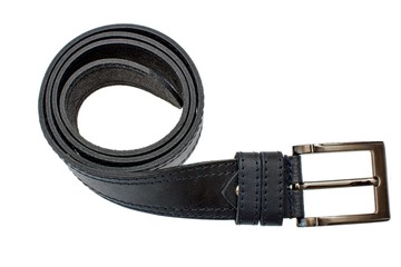 Fashionable male blue leather belt isolated on white background