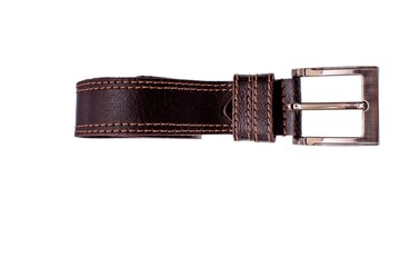 Fashionable men's brown belt isolated on white background