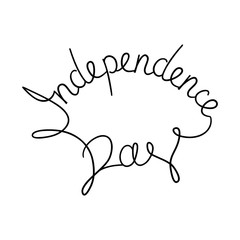 Caligraphic inscription hand written Independence Day by a continuous line. For use in design, on T-shirts, covers, congratulations, postcards
