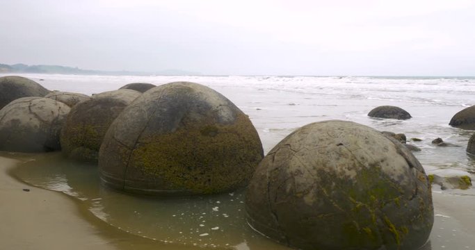 The famous Moeraki Boulders in New Zealand