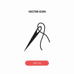needle with thread to sew clothes vector icon