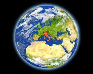 Italy in red from space