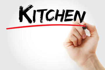 Hand writing Kitchen with marker, concept background