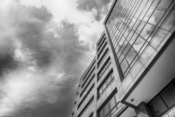The modern buildings concept office building cityscape Black and White
