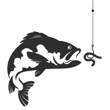 Fish and a worm on a hook