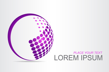 Logo stylized spherical surface with abstract shapes