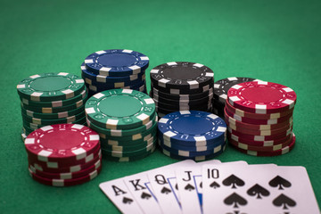 Casino chip and card