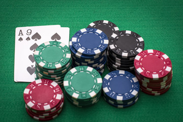 Casino chip and card