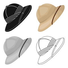 Cork hat from the sun.African safari single icon in cartoon style vector symbol stock illustration web.