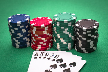 Casino chip and card