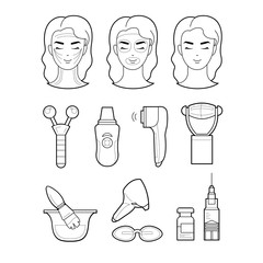 Services cosmetology set icons illustration lines