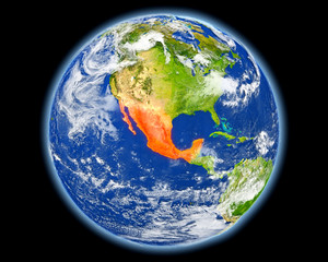 Mexico in red from space