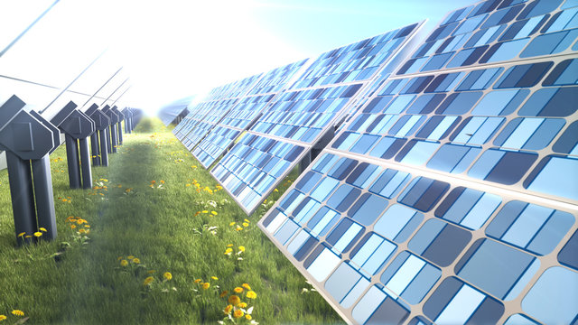 Solar Panels. 3d rendering